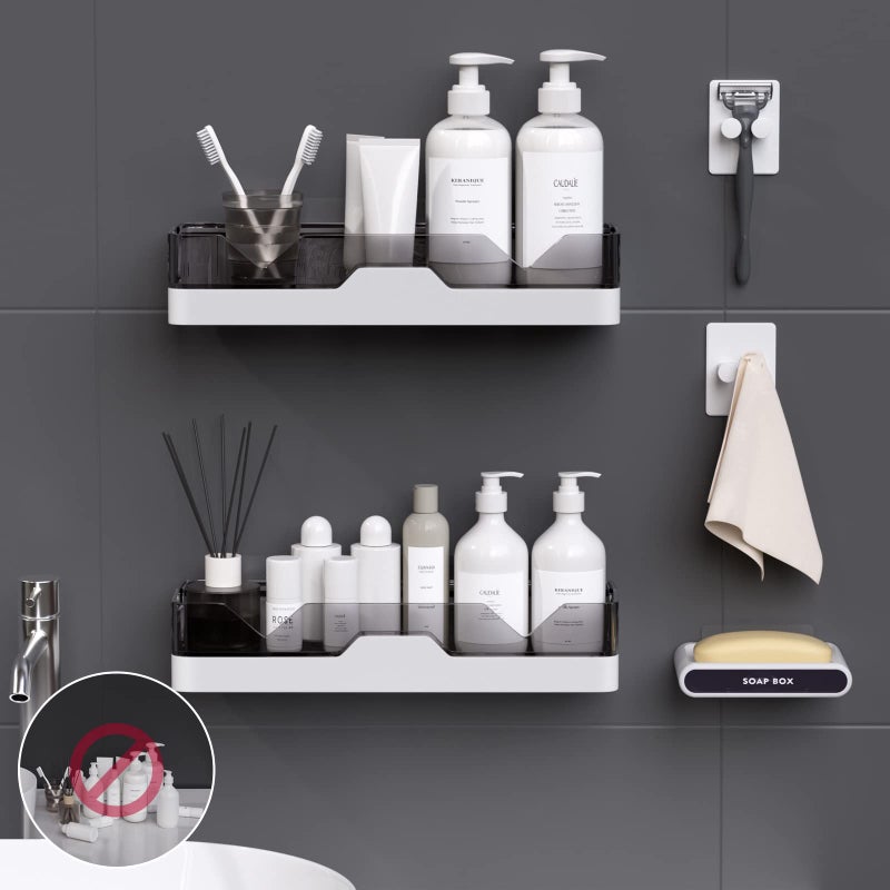 UIFER 2-Pack Shower Caddy  Adhesive Shower Shelves with Soap Holder and 2 Razor hooks  No Drilling Shower Racks  Used for Bathroom and Kitchen - Image 2