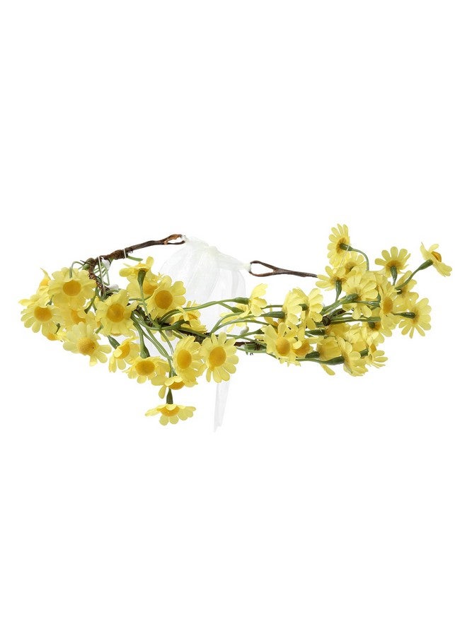 AWAYTR Flower Hippie Floral Crown Boho Sunflower Headband For Women Hippie Costume And Hair Accessories (Yellow) - Image 1