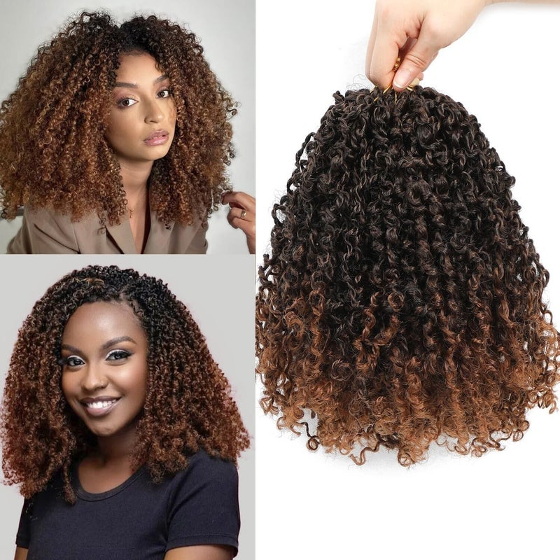 datanala Yanky Twists Crochet Braiding Hair 10 Inch 9 Packs Crochet Hair with Curls Micro Spring Twists Pre-looped Curly Braids Extensions for Women (T30#, 10inch) - Image 1