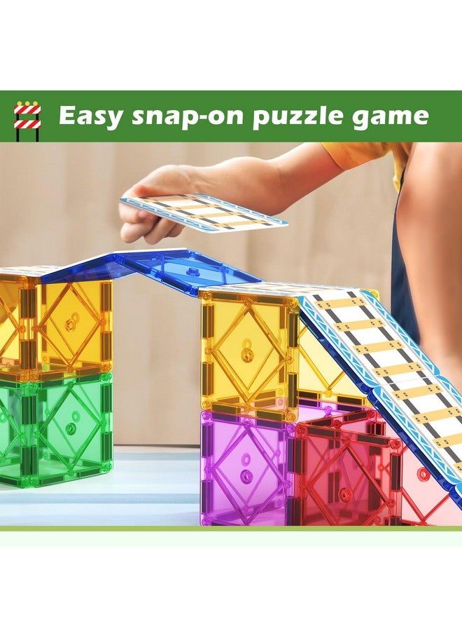 Soyee 56Pcs Magnetic Tiles Railroad Toppers Kids Toys Add-On Train Track Playset Playing With Trains Cars Preschool Learning Activities Stem Toys For Age 5-7 - Image 4