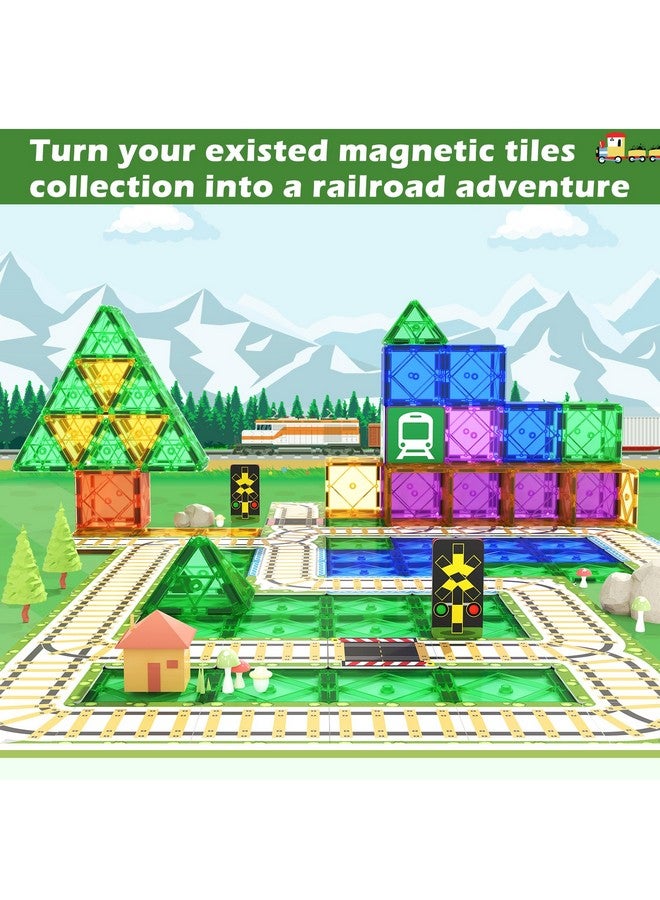Soyee 56Pcs Magnetic Tiles Railroad Toppers Kids Toys Add-On Train Track Playset Playing With Trains Cars Preschool Learning Activities Stem Toys For Age 5-7 - Image 2