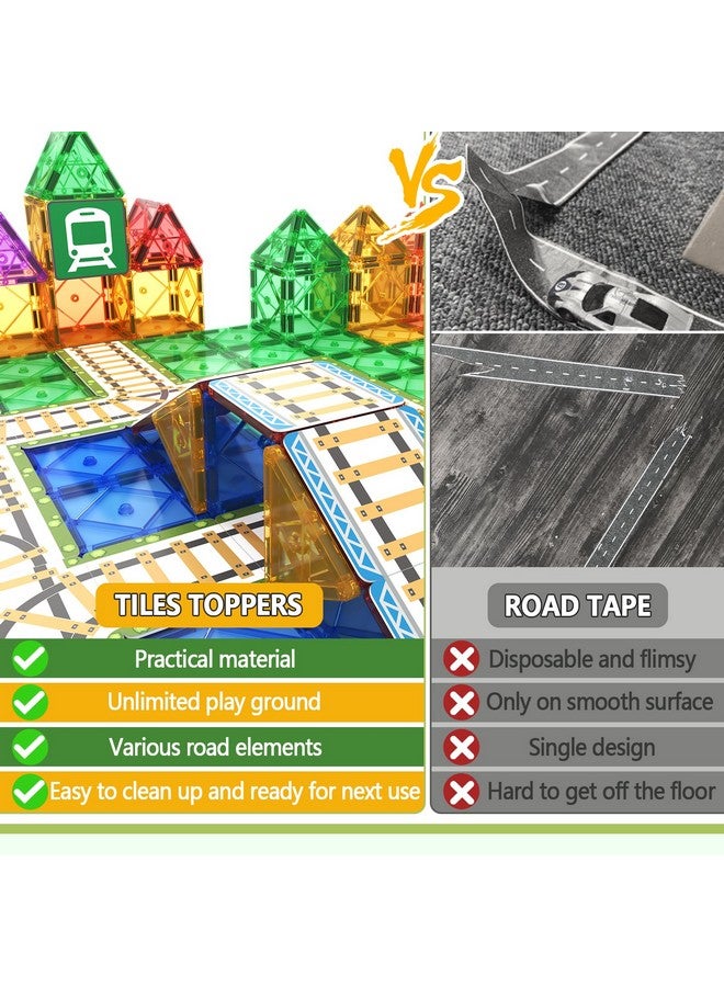 Soyee 56Pcs Magnetic Tiles Railroad Toppers Kids Toys Add-On Train Track Playset Playing With Trains Cars Preschool Learning Activities Stem Toys For Age 5-7 - Image 5