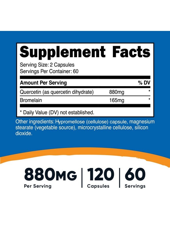 Nutricost كويرسيتين مع بروميلين 880 ملغ كويرسيتين + 165 ملغ بروميلين لكل حصة 120 كبسولة 60 حصة (2 كبسولة لكل حصة) نباتي خالي من الكائنات المعدلة وراثيًا وخالي من الغلوتين - Image 2