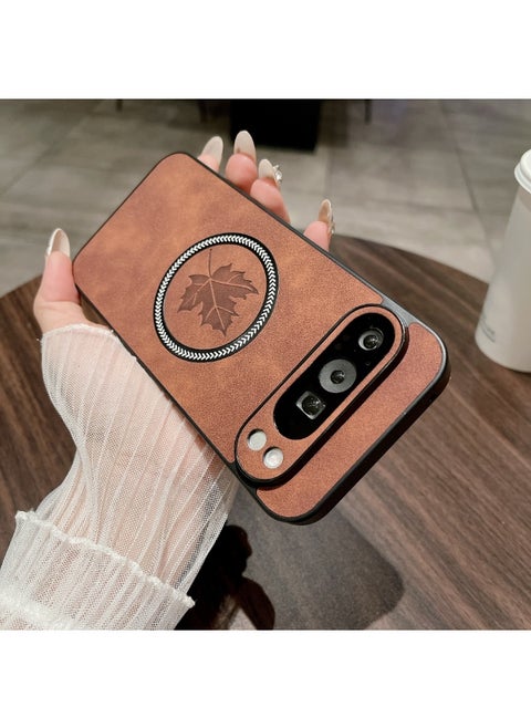for Pixe 10 Pro XL Retro Leather Maple Leaf Case Charging Cases