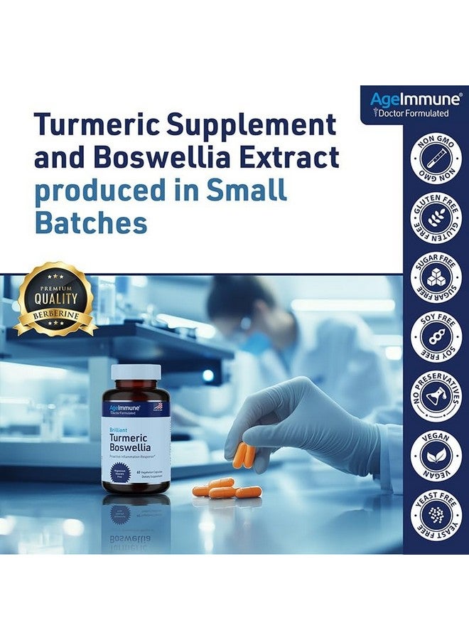 AgeImmune Turmeric Supplement with 65% Boswellia Serrata Extract with Black Pepper as Bioperine - Inulin -Turmeric Curcumin 95% Extract for Healthy Inflammation Response and Gut Health - 60 Capsules - 2 Pack - Image 3