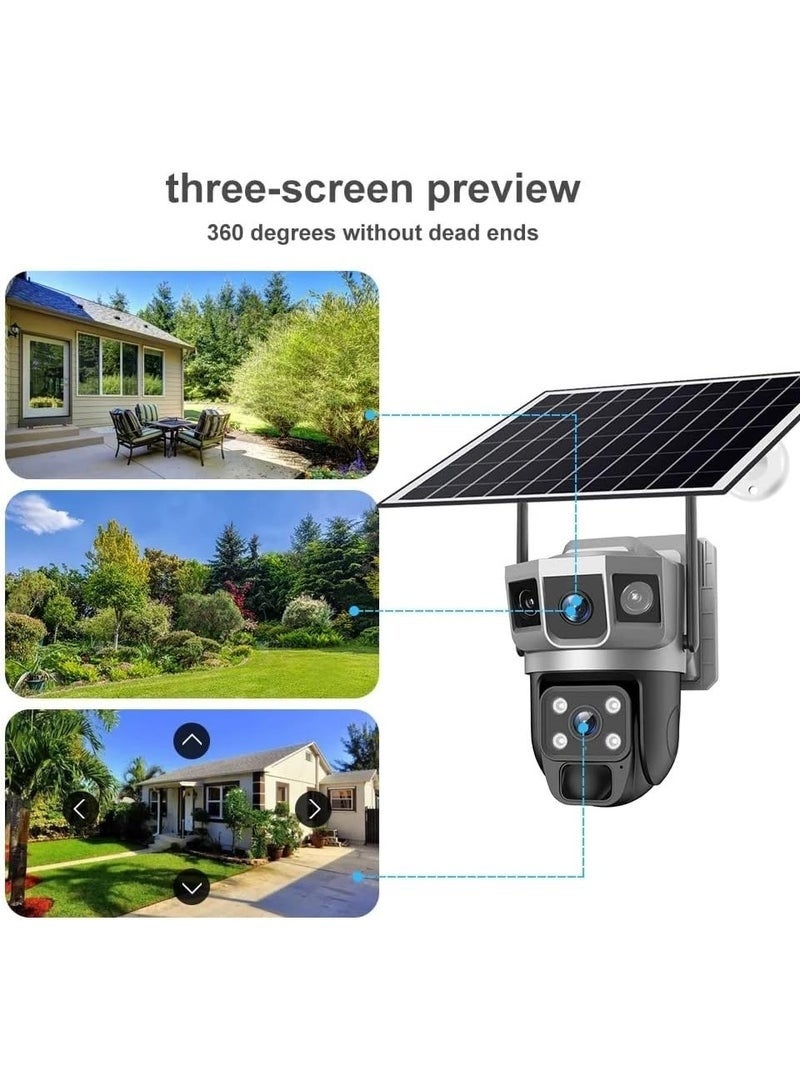 ELTRAZONE 6MP 3-Lens Solar Powered WiFi PTZ Camera with 360° Pan, Two-Way Audio, Motion Detection, AI Monitoring, Outdoor Security Camera with Solar Panel for Continuous Power - Image 2