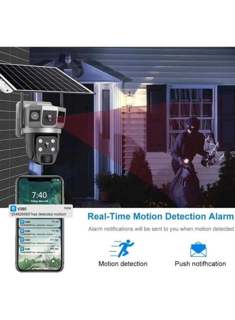 ELTRAZONE 6MP 3-Lens Solar Powered WiFi PTZ Camera with 360° Pan, Two-Way Audio, Motion Detection, AI Monitoring, Outdoor Security Camera with Solar Panel for Continuous Power - Image 3