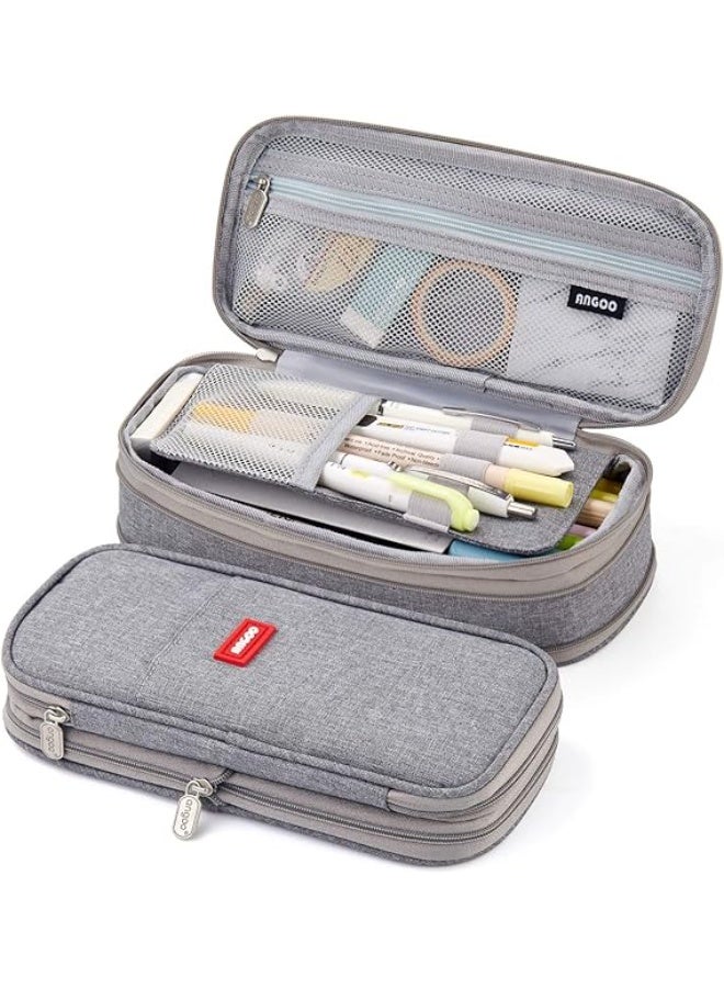 إيست هيل حقيبة أقلام كبيرة من إيست هيل، باللون الرمادي، منظم أدوات مكتبية ومدرسية متعدد الاستخدامات، مصنوعة من قماش أوكسفورد المقاوم للماء، مثالية للمدرسة والمكتب - Image 1