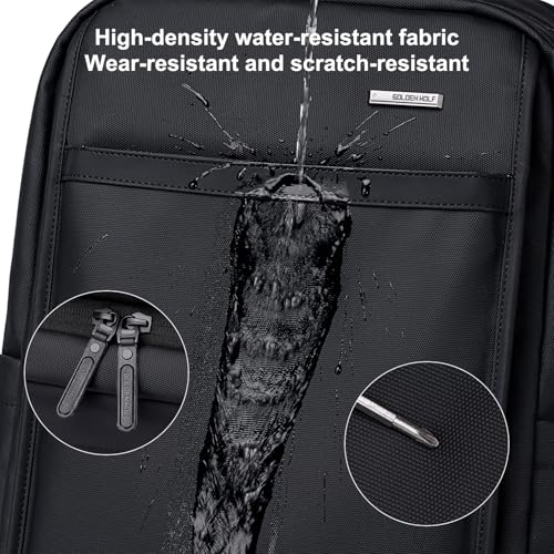 GOLDEN WOLF Office Travel Backpack for Men 30L Expandable Laptop Backpack for 15.6" Laptop Clothes Water-resistant Multi-Purpose Backpack for Weekend Trips Office College - Image 4