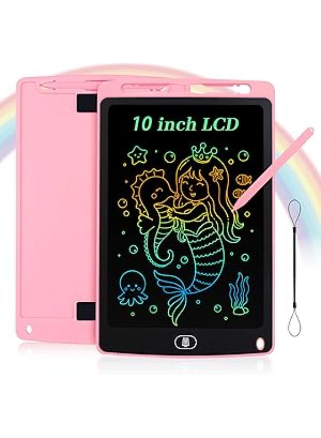 جهاز لوحي للكتابة LCD ملون مقاس 10 بوصات من Coolzon للأطفال والكبار، مناسب للكتابة LCD المحمولة، رسم سحري، هدايا رائعة للأولاد والبنات من سن 3 4 5 6 7 سنوات (وردي)