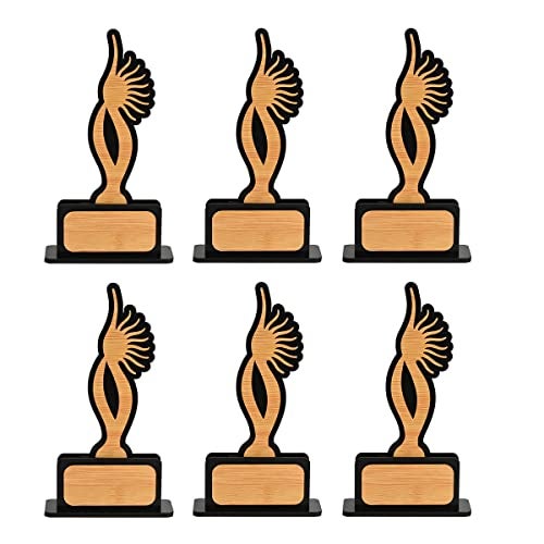 Gift Kya De GKD Momento Awards and Trophy for Winner, Beautiful Black and Bamboo Design with Wooden Cutwork, Easy Print and Sticker Paste Your Matter, eco Friendly Corporate Gifts(Size 9x5 Pack of 6) - Image 1