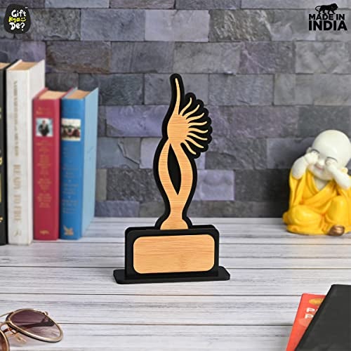 Gift Kya De GKD Momento Awards and Trophy for Winner, Beautiful Black and Bamboo Design with Wooden Cutwork, Easy Print and Sticker Paste Your Matter, eco Friendly Corporate Gifts(Size 9x5 Pack of 6) - Image 2