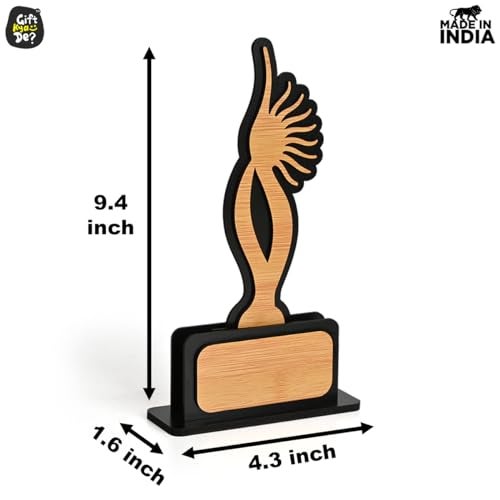 Gift Kya De GKD Momento Awards and Trophy for Winner, Beautiful Black and Bamboo Design with Wooden Cutwork, Easy Print and Sticker Paste Your Matter, eco Friendly Corporate Gifts(Size 9x5 Pack of 6) - Image 3