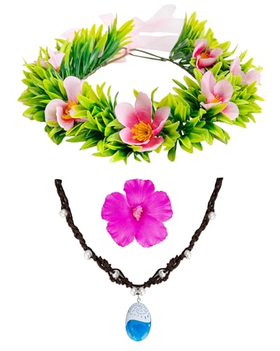Eybila Princess Costume Accessories Hawaii Flowers Garland Headband Flower Hair Clips Necklace Halloween Party Favors - Image 1