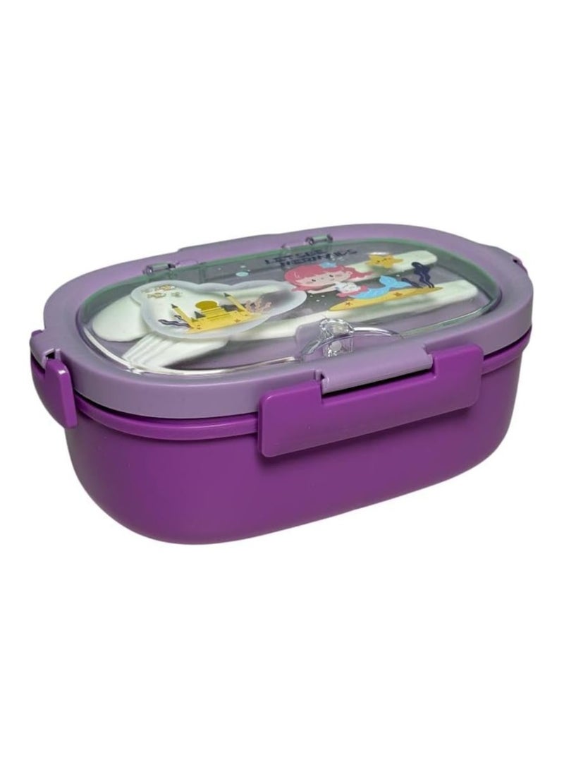 كيوشوب لانش بوكس من كيوشوب®️ للأطفال – 3 تقسيمات لتنظيم الأكل + أدوات أكل (معلقة وشوكة) مثالي للمدرسة والدروس والنادي والأنشطة للأطفال - Image 1