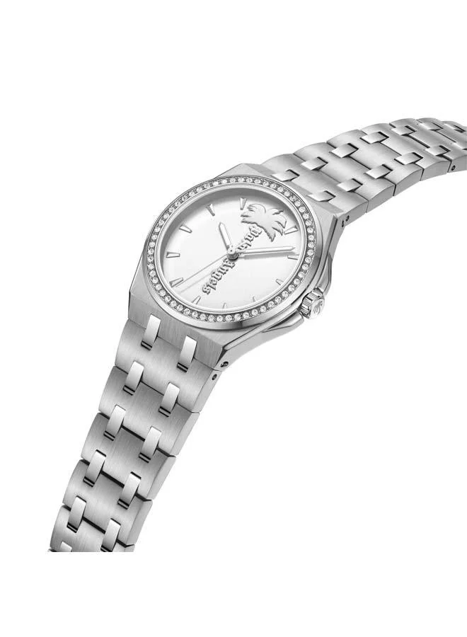 Palm Angels Lunaire Silver Dial Silver Stainless Steel Bracelet Analog Watch for Women, 34mm