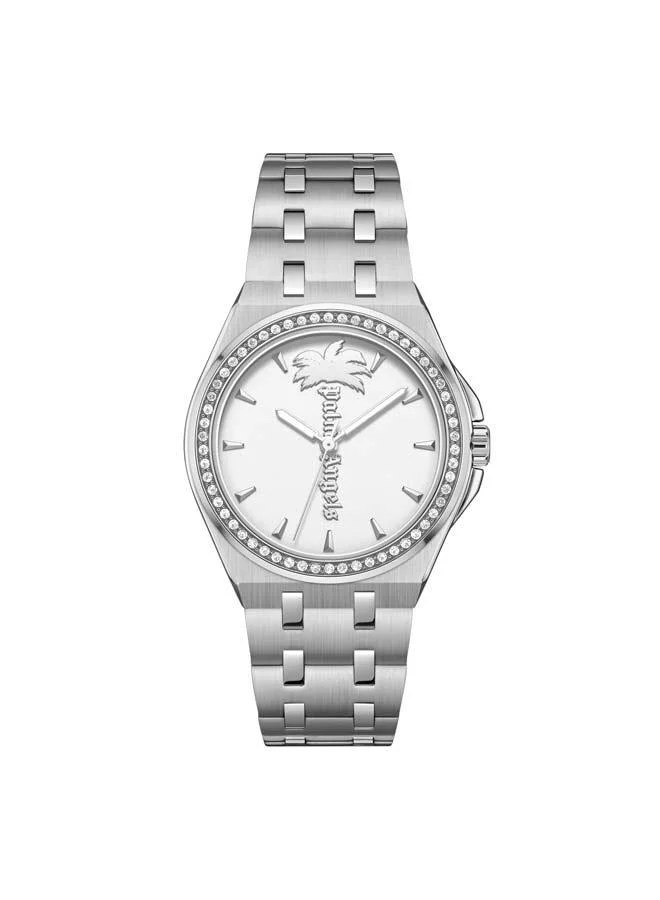 Palm Angels Lunaire Silver Dial Silver Stainless Steel Bracelet Analog Watch for Women, 34mm