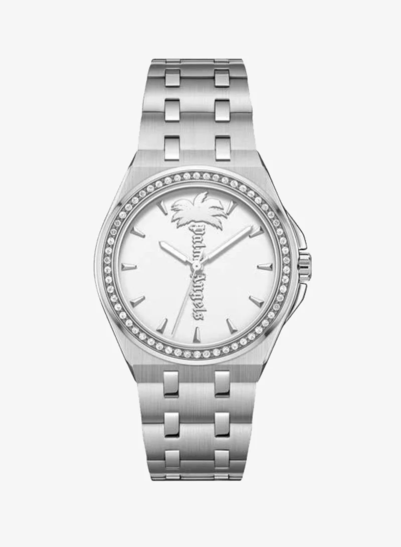 Palm Angels Lunaire Silver Dial Silver Stainless Steel Bracelet Analog Watch for Women, 34mm