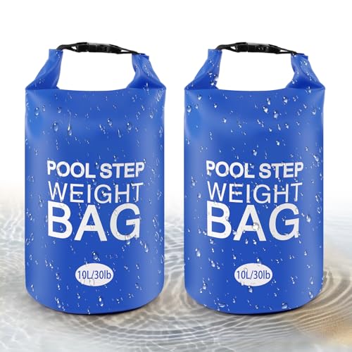 whumsdog 2 Pack 10L/30lb Universal Pool Step Weights 500D PVC Waterproof Swimming Pool Ladder Weights No Breaken Above Ground Pool Ladder Sand Bags, Foldable Pool Stair Weights for Pool Steps(Blue) - Image 1