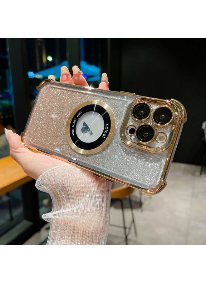 Generic - Case Cover For iPhone 13 Pro Max 6D Electroplating Gradient Glitter Armor Magsafe Phone Case Gold - Image 1