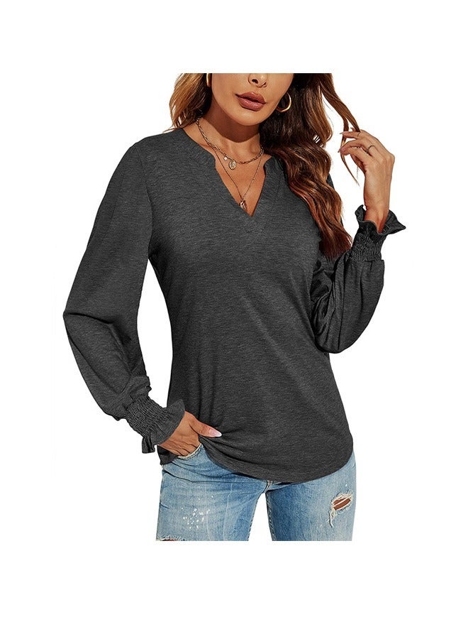 NIBEMINENT V-Neck Basic Casual Long Sleeve T-Shirt - Image 1