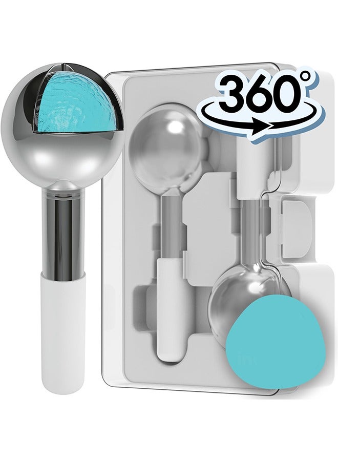 general Ice Roller for Face,Ice Globes for Facials by,360 Rotating Unbreakable Steel Ice Globes with Carry Case,Professional Esthetician Supplies,Ice Roller for Face and Eyes,Ideal Skincare Tool,White - Image 1