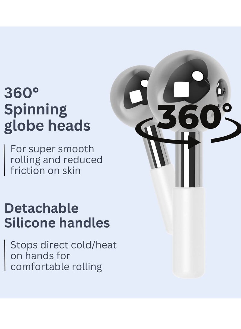 general Ice Roller for Face,Ice Globes for Facials by,360 Rotating Unbreakable Steel Ice Globes with Carry Case,Professional Esthetician Supplies,Ice Roller for Face and Eyes,Ideal Skincare Tool,White - Image 2