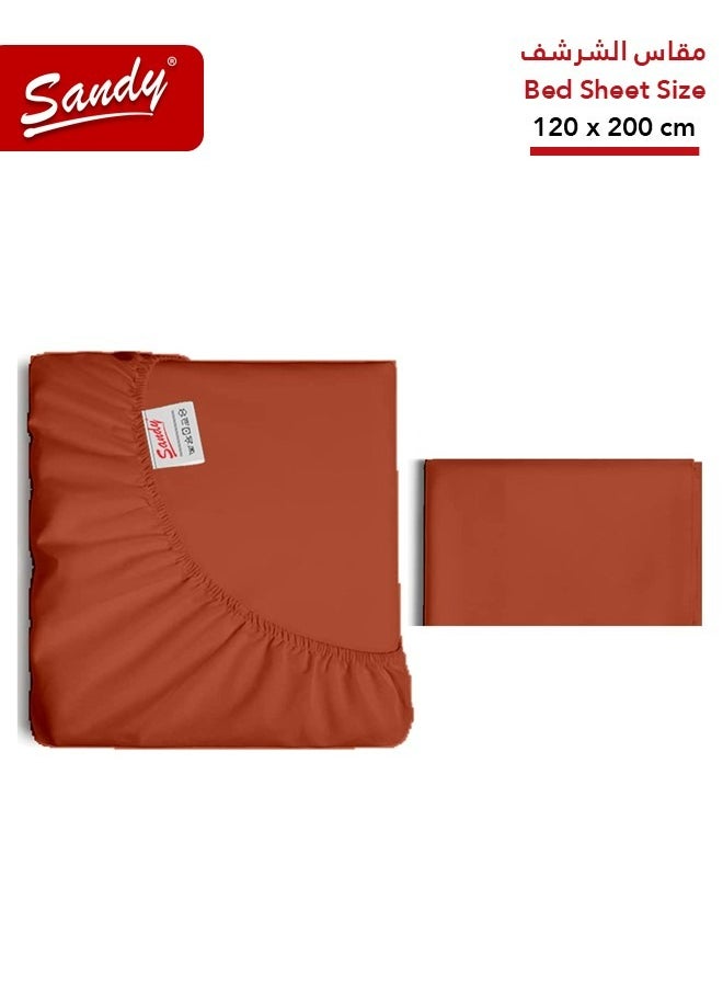 Sandy Sandy Premium Hotel Quality Fitted Sheet and Pillow Case, Bed Sheet 2 Pieces Set, Soft & Breathable and Cooling, Extra Twin Size 120 x 200 cm, Terra  - Image 1