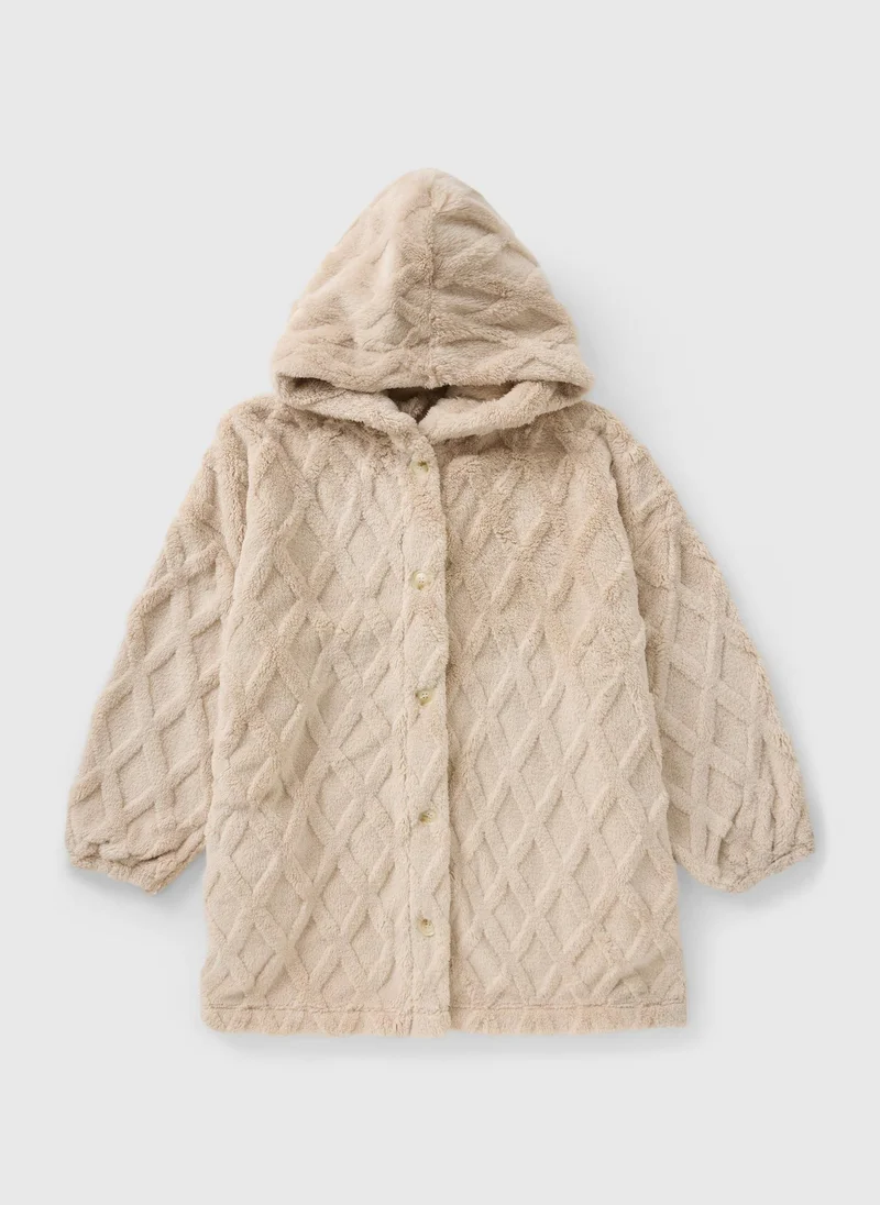 ماتلان Beige Diamond Hood Cardigan