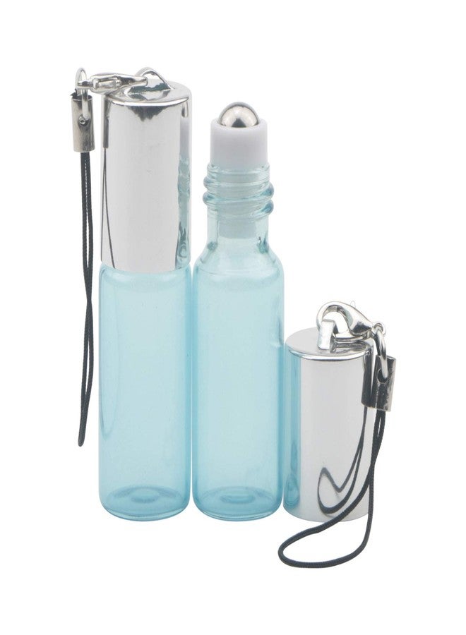 JIUWU 5ml 18 Pack Blue Stainless Steel Roller Balls Bottles Pearlescent Essential Oil Glass Vials with Tool Pendant for Massage Aromatherapy - Image 2