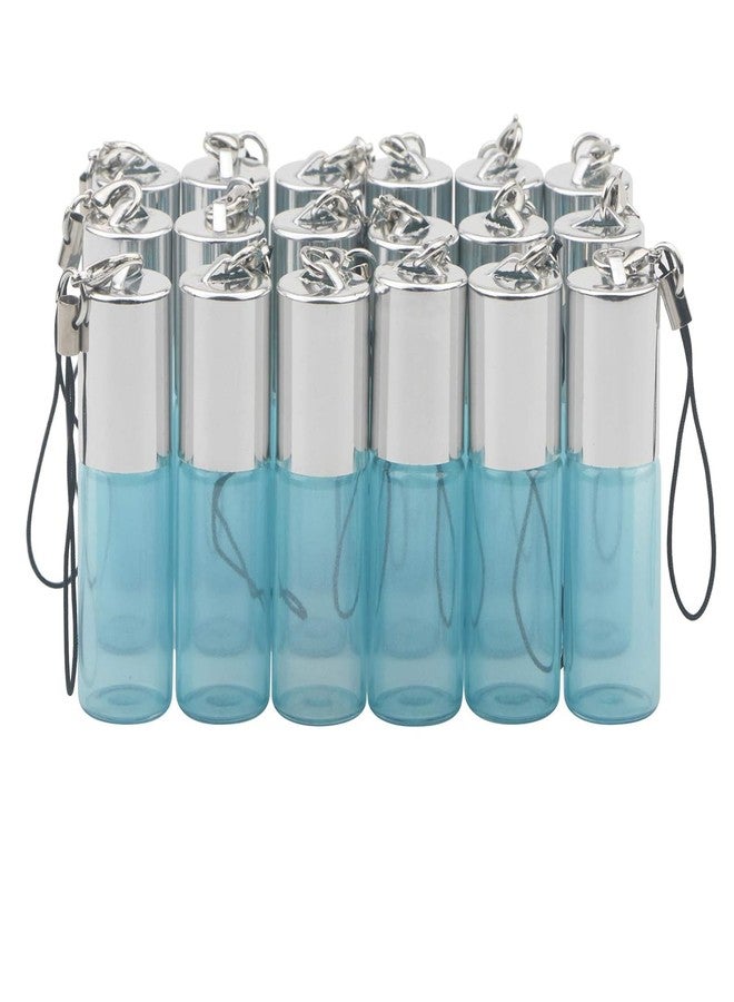 JIUWU 5ml 18 Pack Blue Stainless Steel Roller Balls Bottles Pearlescent Essential Oil Glass Vials with Tool Pendant for Massage Aromatherapy - Image 1
