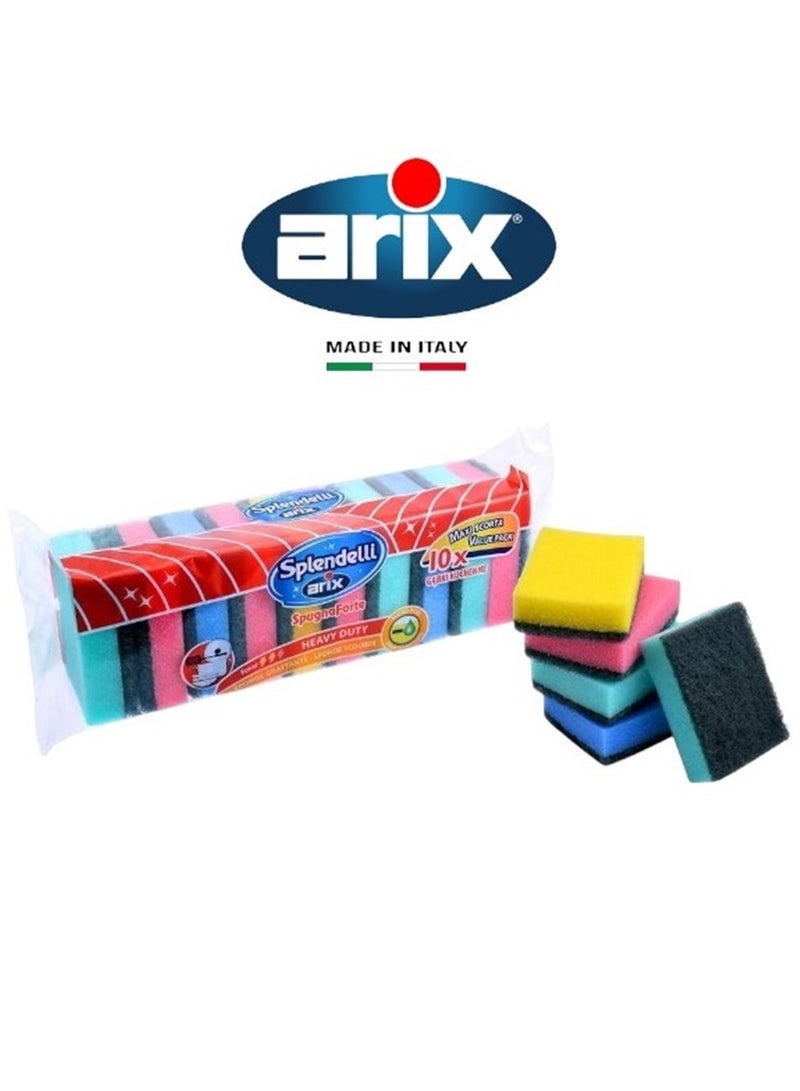 ARIX Splendelli Colorful Sponge Scourer 10PCS 1276: Your Kitchen's Heavy-Duty Cleaning Companion - Image 1