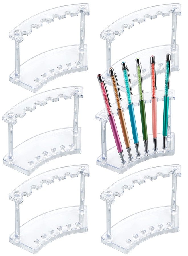 MOLIGOU 6 Pcs Pen Display Stand, 6 Slots Plastic Pen Holder, Clear Pen Display Rack for Craft Shows - Image 1