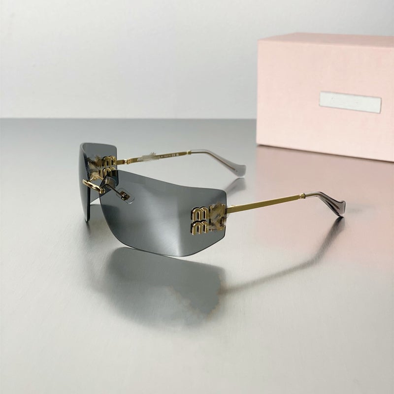 Generic Retro Frameless Sunglasses Unisex Miu54Y Transparent Gray 