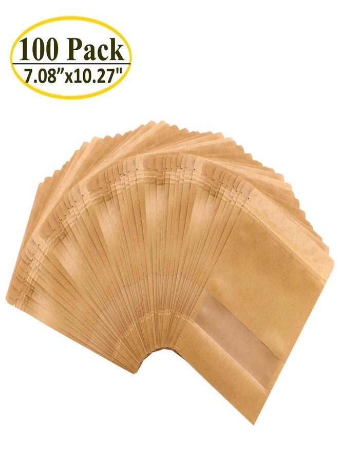 Belinlen 100pcs 7.08x10.27" Kraft Stand Up Pouches Zip Lock Food Storage Bags with Matte Window Multipurpose Kraft Paper Bags Reusable, Heat-Sealable - Image 2