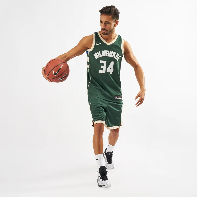Nike Green NBA Milwaukee Bucks Road Swingman Shorts for Men | Best Price UAE