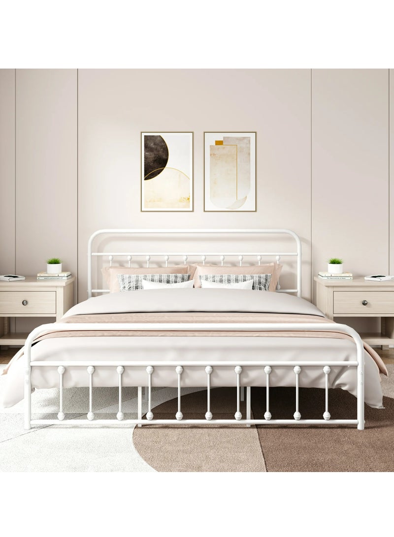 NZONE STORE Durable metal bed simple design with a luxurious touch white color || 200 cm * 200 cm  - Image 1