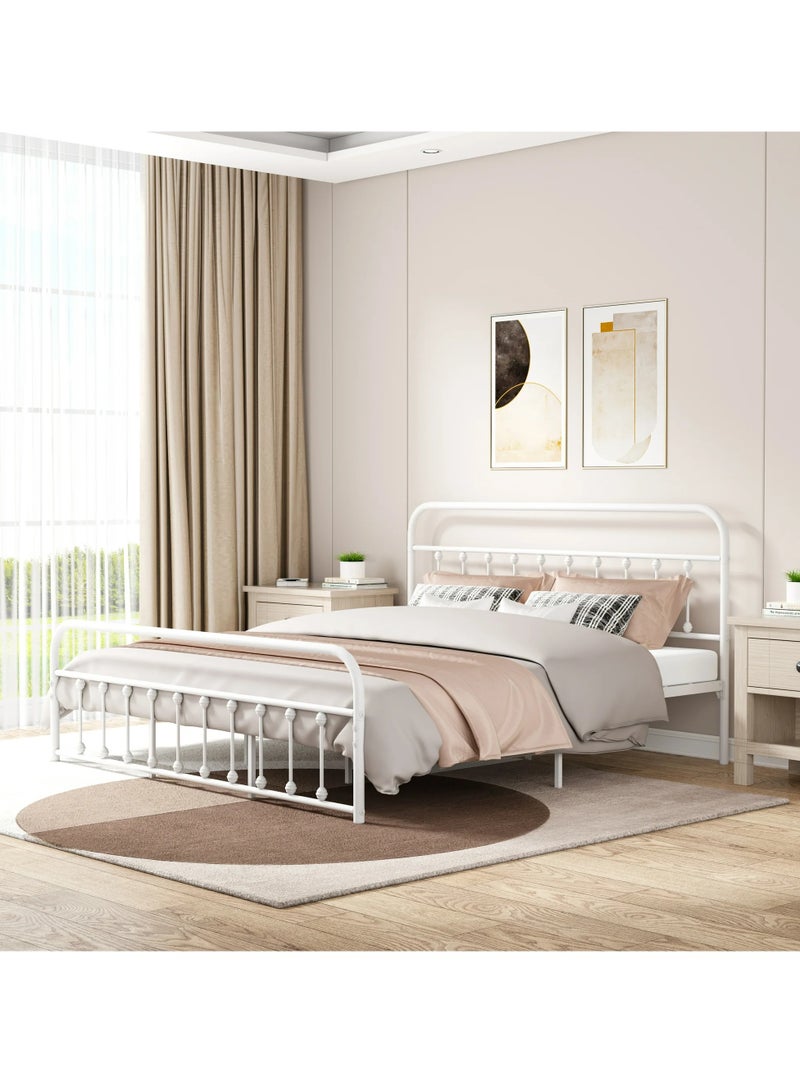 NZONE STORE Durable metal bed simple design with a luxurious touch white color || 200 cm * 200 cm  - Image 2