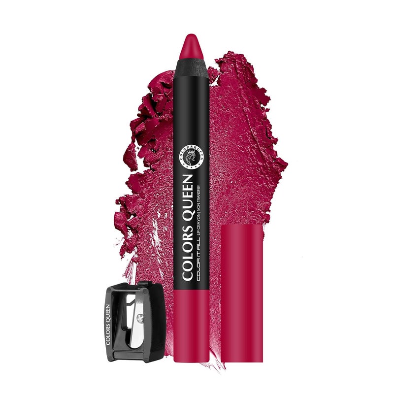 COLORS QUEEN Colors Queen Color It All Lip Crayon Lipstick with Sharpener Creamy Matte Finish Smudge Proof Waterproof Long Lasting Crayon Lipstick for Women Last Upto 18 Hours Plum Pick35g - Image 1