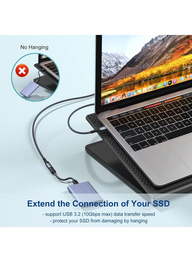 Besgoods كابل تمديد USB C، 3 أقدام USB C ذكر إلى أنثى موسع USB 3.2 شحن سريع 100 واط نقل بيانات 10 جيجابت في الثانية متوافق مع iPhone 16 15 USB C Hub TB3 iPad MacBook Dell-2Pack، أسود - Image 2