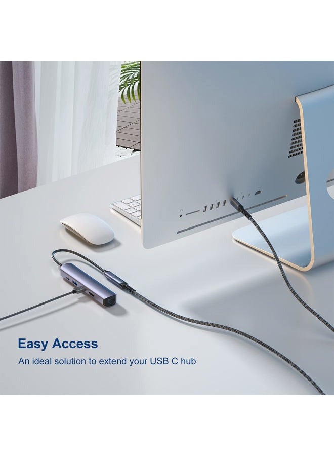 Besgoods كابل تمديد USB C، 3 أقدام USB C ذكر إلى أنثى موسع USB 3.2 شحن سريع 100 واط نقل بيانات 10 جيجابت في الثانية متوافق مع iPhone 16 15 USB C Hub TB3 iPad MacBook Dell-2Pack، أسود - Image 3