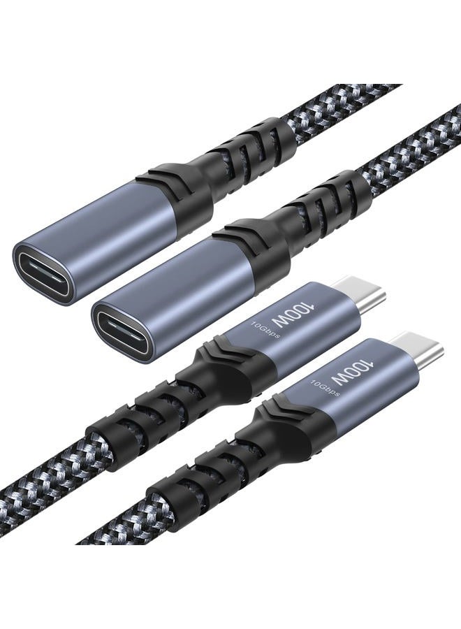 Besgoods كابل تمديد USB C، 3 أقدام USB C ذكر إلى أنثى موسع USB 3.2 شحن سريع 100 واط نقل بيانات 10 جيجابت في الثانية متوافق مع iPhone 16 15 USB C Hub TB3 iPad MacBook Dell-2Pack، أسود - Image 1