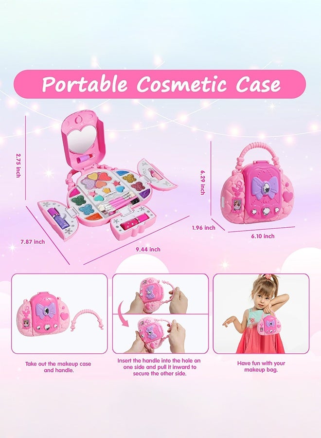 زريا تويز مجموعة مكياج للأطفال مع مرآة - مجموعة مكياج حقيقية قابلة للغسل للفتيات من سن 5 إلى 8 سنوات، مجموعة مستحضرات تجميل أميرات، هدايا عيد ميلاد للفتيات من سن 3 إلى 8 سنوات - Image 4