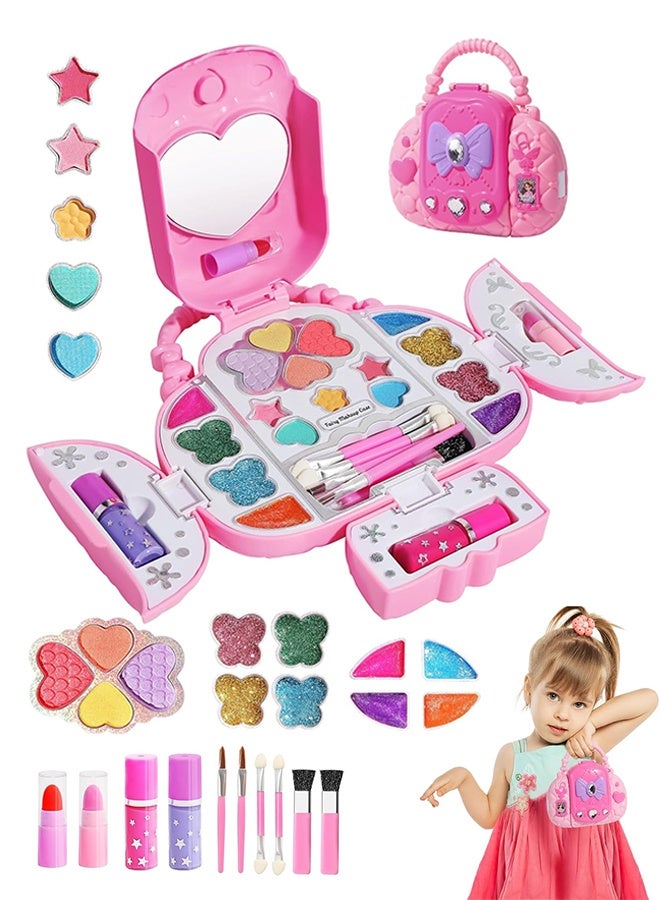 زريا تويز مجموعة مكياج للأطفال مع مرآة - مجموعة مكياج حقيقية قابلة للغسل للفتيات من سن 5 إلى 8 سنوات، مجموعة مستحضرات تجميل أميرات، هدايا عيد ميلاد للفتيات من سن 3 إلى 8 سنوات - Image 1