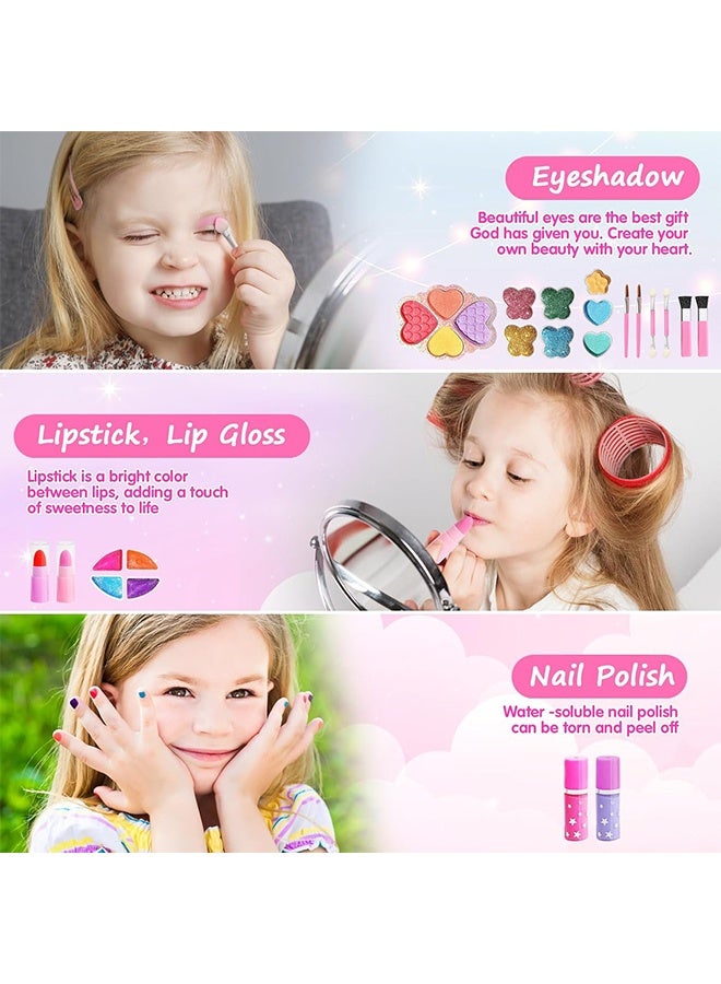 زريا تويز مجموعة مكياج للأطفال مع مرآة - مجموعة مكياج حقيقية قابلة للغسل للفتيات من سن 5 إلى 8 سنوات، مجموعة مستحضرات تجميل أميرات، هدايا عيد ميلاد للفتيات من سن 3 إلى 8 سنوات - Image 5