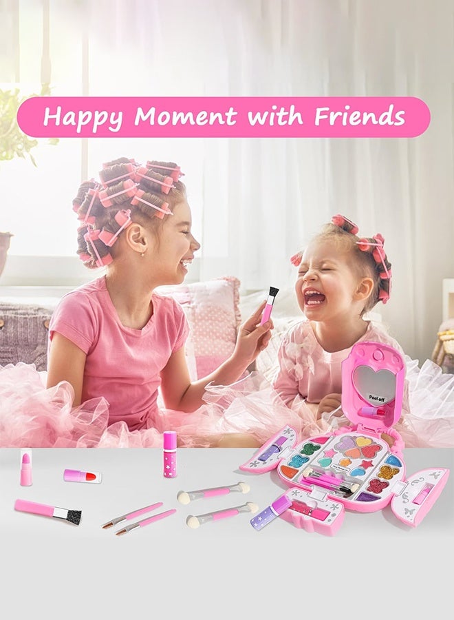 زريا تويز مجموعة مكياج للأطفال مع مرآة - مجموعة مكياج حقيقية قابلة للغسل للفتيات من سن 5 إلى 8 سنوات، مجموعة مستحضرات تجميل أميرات، هدايا عيد ميلاد للفتيات من سن 3 إلى 8 سنوات - Image 3