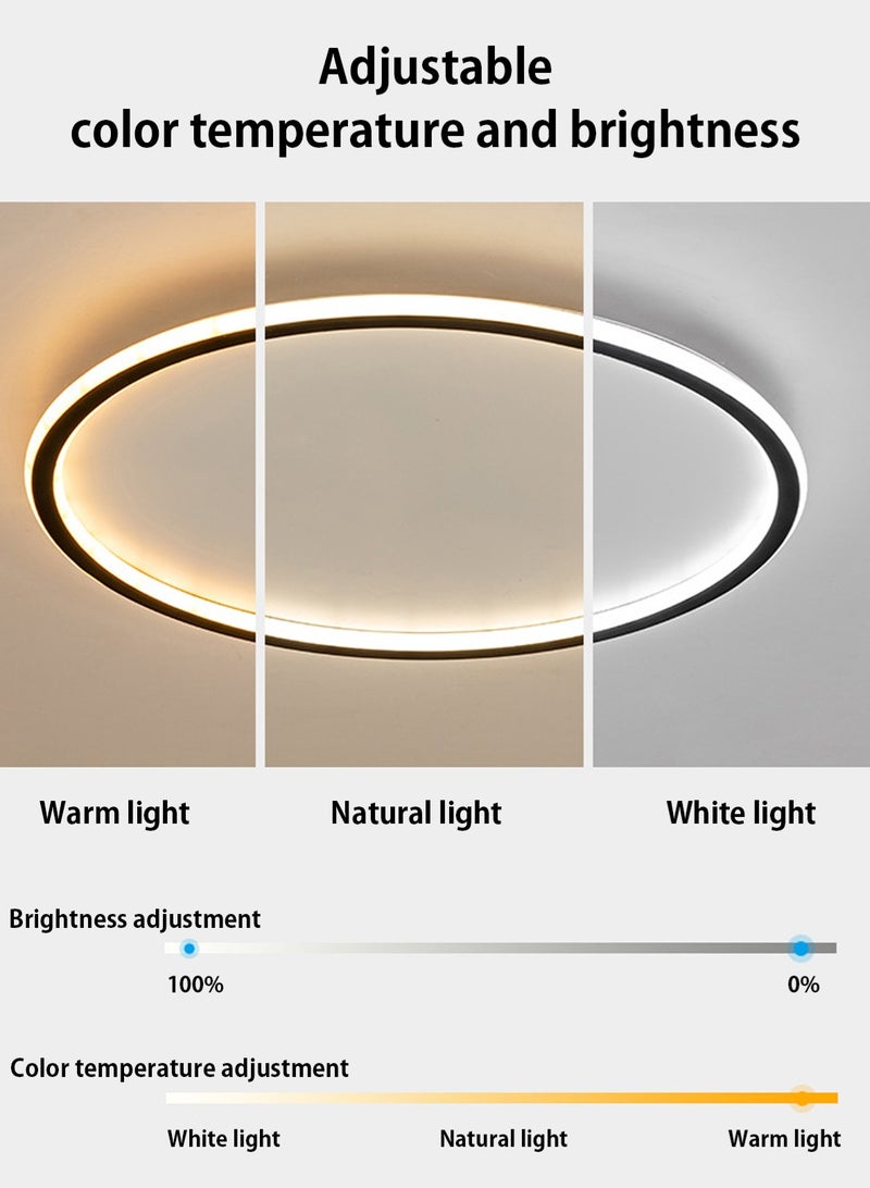 LOOPITYS Minimalist bedroom LED ceiling light (diameter 50cm, three color temperature 3000K-6000K) circular ultra-thin LED ceiling light, suitable for rooms, living rooms, and dining rooms - Image 4