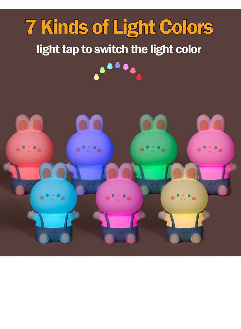 SYOSI مصباح ليلي للأطفال على شكل أرنب من السيليكون باللون الأحمر من Kawaii مصباح ليلي آمن وناعم الملمس لغرفة النوم مزود بـ 7 أوضاع ألوان ووظيفة مؤقت مع إمكانية إعادة الشحن عبر USB هدية رائعة للفتيات والأمهات الجدد  - Image 5