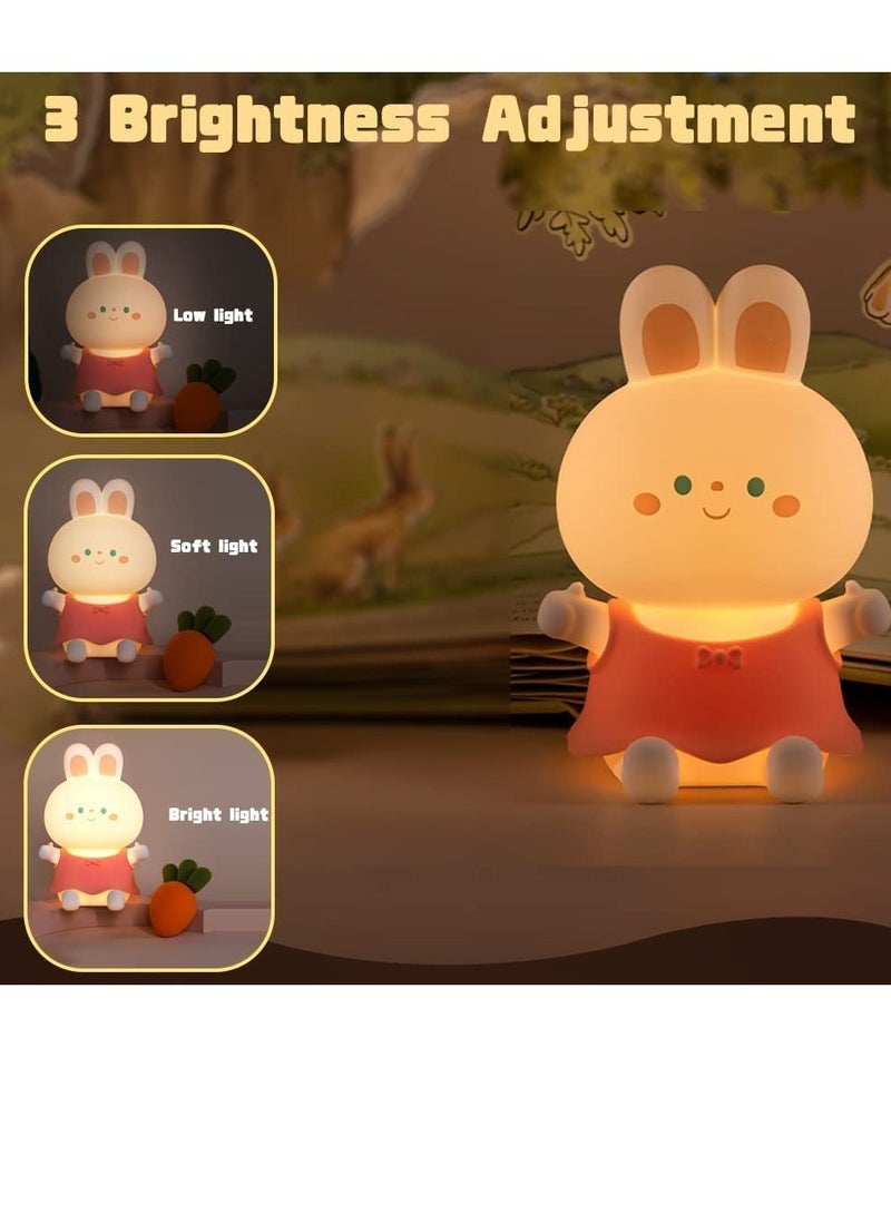 SYOSI مصباح ليلي للأطفال على شكل أرنب من السيليكون باللون الأحمر من Kawaii مصباح ليلي آمن وناعم الملمس لغرفة النوم مزود بـ 7 أوضاع ألوان ووظيفة مؤقت مع إمكانية إعادة الشحن عبر USB هدية رائعة للفتيات والأمهات الجدد  - Image 3