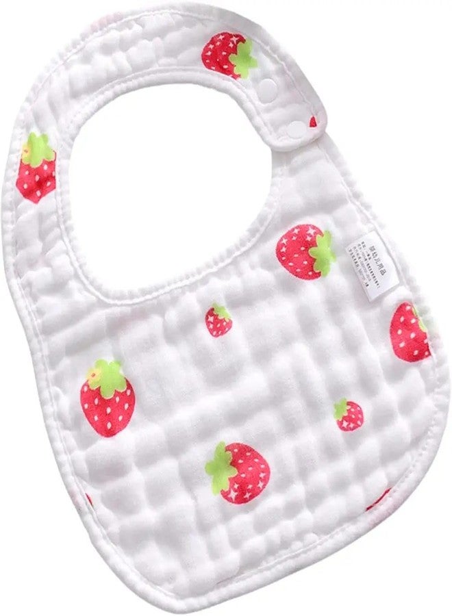 TENIYU Baby Bibs Set of 4, Cotton Feeding Bibs with Cute Animal and Fruit Prints, White - Image 5